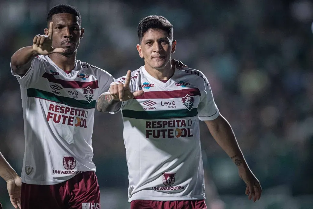 GO – GOIANIA – 11/06/2023 – BRASILEIRO A 2023, GOIAS X FLUMINENSE – Cano  jogador do Goias comemora seu gol durante partida contra o Fluminense no estadio Serrinha pelo campeonato BRASILEIRO A 2023. Foto: Heber Gomes/AGIF