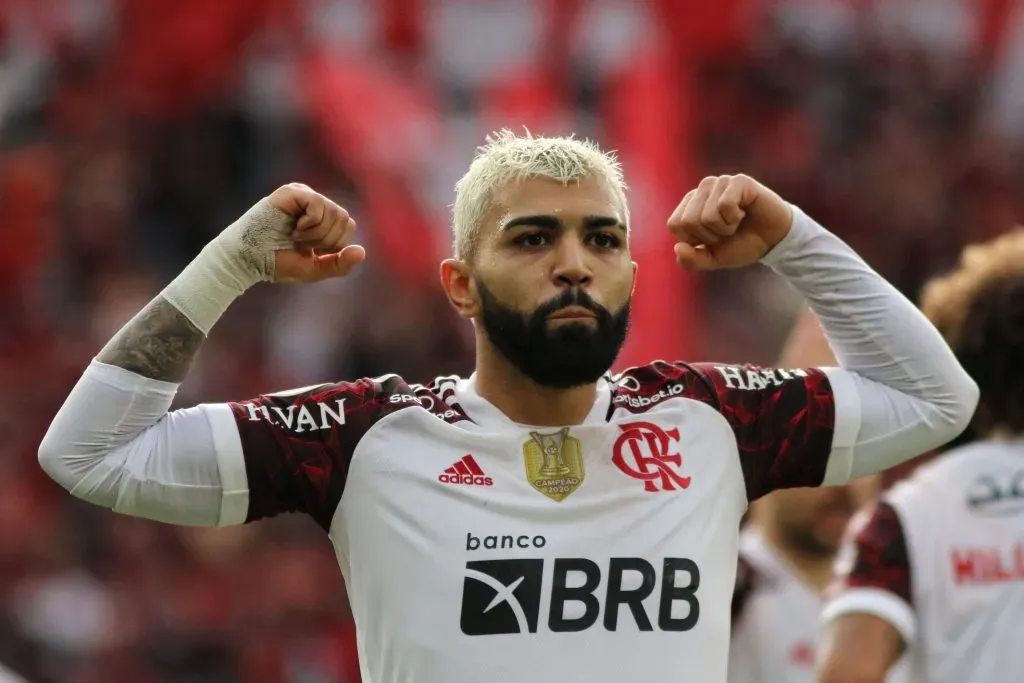 PR – Curitiba – 02/11/2021 – BRASILEIRO A 2021, ATHLETICO PR X FLAMENGO – Gabriel Barbosa jogador do Flamengo comemora seu gol durante partida contra o Athletico-PR no estadio Arena da Baixada pelo campeonato Brasileiro A 2021. Foto: Joao Vitor Rezende Borba/AGIF