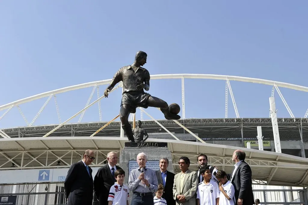 Marco Polo Del Nero, Jose Maria Marin, Zagallo, Parreira, Amarildo, Edgar Duvivier, Mauricio Assumpcao. Inauguracao da estatua de Zagallo no Estadio Engenhao. 06 de agosto de 2013, Rio de Janeiro, Rio de Janeiro, Brasil. Foto: Fabio Castro/AGIF