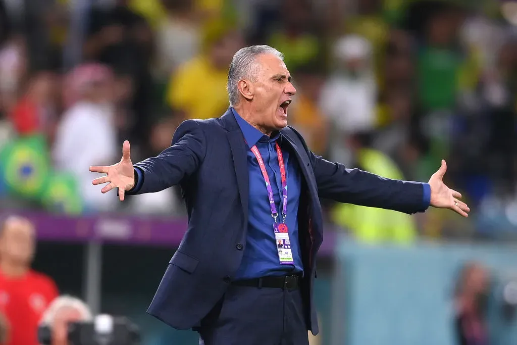 AL RAYYAN, QATAR – DECEMBER 09: Adenor Leonardo Bacchi, Head Coach of Brazil, reacts during the FIFA World Cup Qatar 2022 quarter final match between Croatia and Brazil at Education City Stadium on December 09, 2022 in Al Rayyan, Qatar. (Photo by Laurence Griffiths/Getty Images)