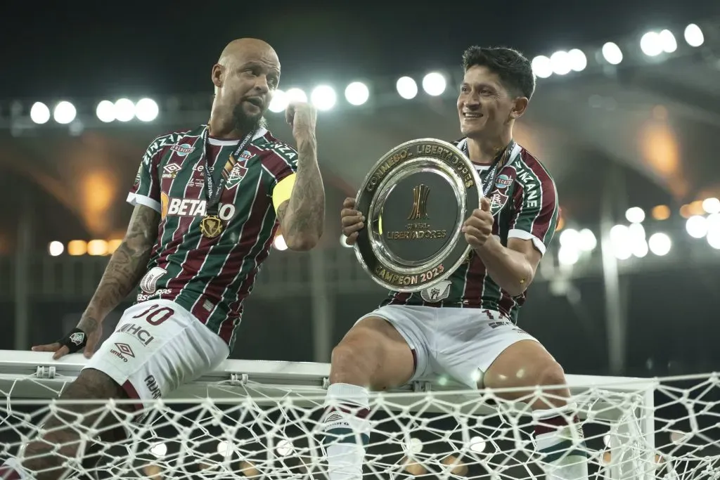 German Cano e Felipe Melo comemorando o titulo.Foto: Jorge Rodrigues/AGIF