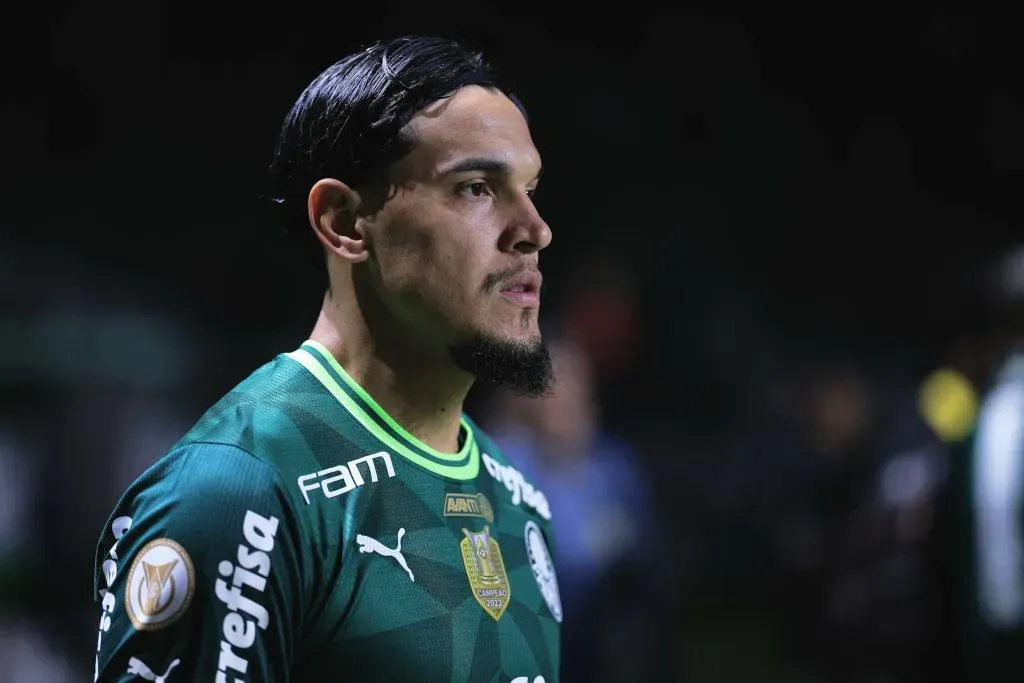 Gustavo Gomez jogador do Palmeiras durante partida contra o Goias no estádio Arena Allianz Parque pelo campeonato Brasileiro A 2023. Foto: Ettore Chiereguini/AGIF