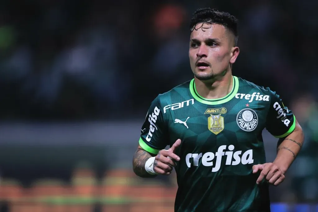 Artur, jogador do Palmeiras, durante partida contra o Goias no estádio Arena Allianz Parque pelo campeonato Brasileiro A 2023. Foto: Ettore Chiereguini/AGIF