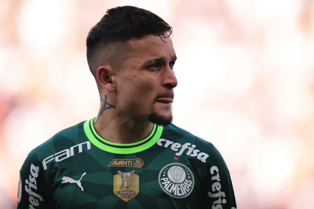 Artur jogador do Palmeiras durante partida contra o Corinthians no estadio Arena Corinthians pelo campeonato Brasileiro A 2023. Foto: Ettore Chiereguini/AGIF