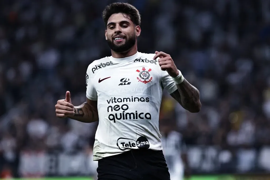 Yuri Alberto jogador do Corinthians durante partida contra o Atletico-MG no estadio Arena Corinthians pelo campeonato Brasileiro A 2023. Fabio Giannelli/AGIF