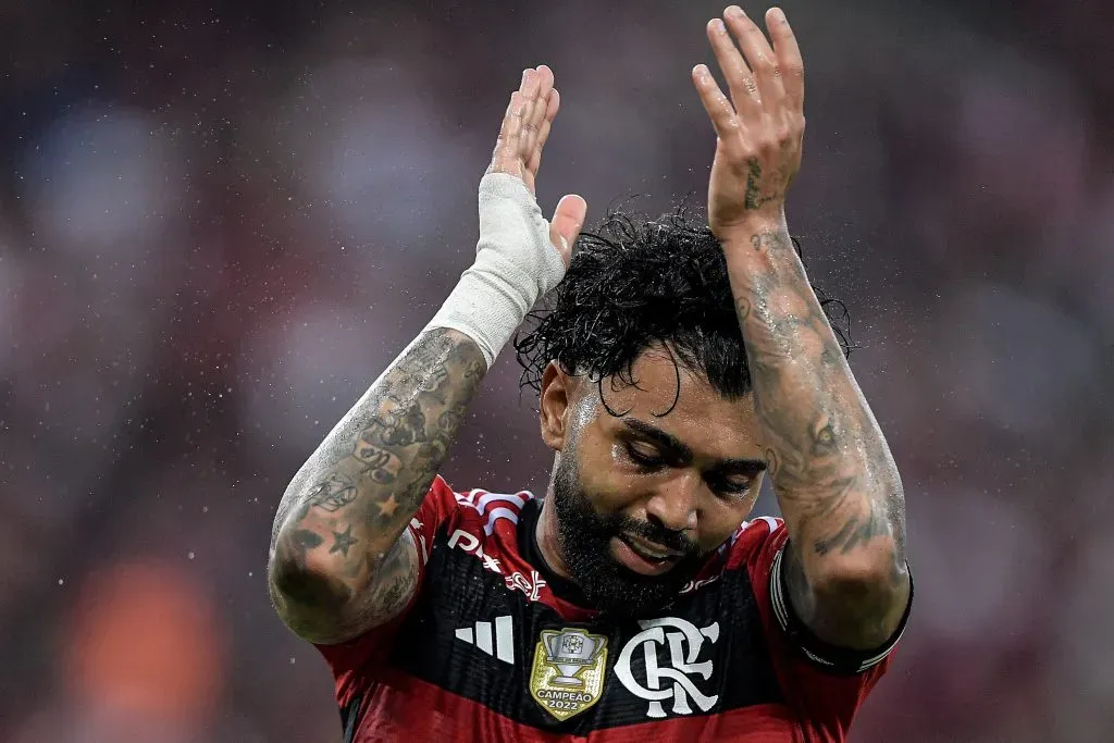 Gabigol jogador do Flamengo comemora seu gol durante partida contra o Maringa no estadio Maracana pelo campeonato Copa do Brasil 2023. Foto: Thiago Ribeiro/AGIF