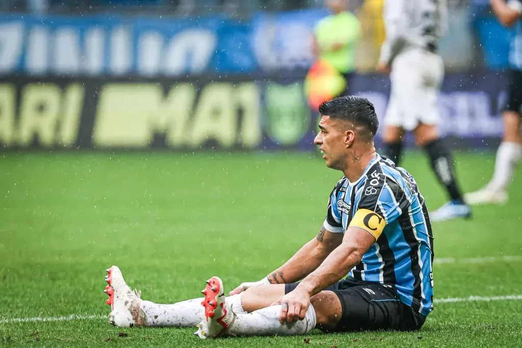 Luis Suarez jogador do Gremio lamenta durante partida contra o Corinthians no estadio Arena do Gremio pelo campeonato Brasileiro A 2023. Maxi Franzoi/AGIF