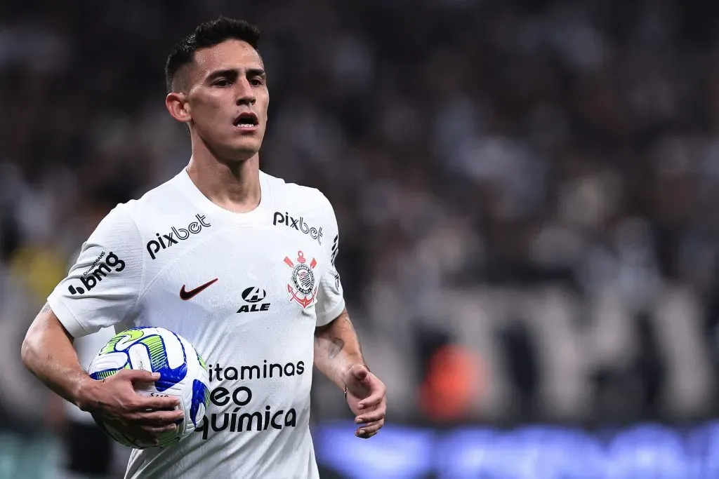 Matias Rojas jogador do Corinthians durante partida contra o America-MG no estadio Arena Corinthians pelo campeonato Copa do Brasil 2023. Ettore Chiereguini/AGIF