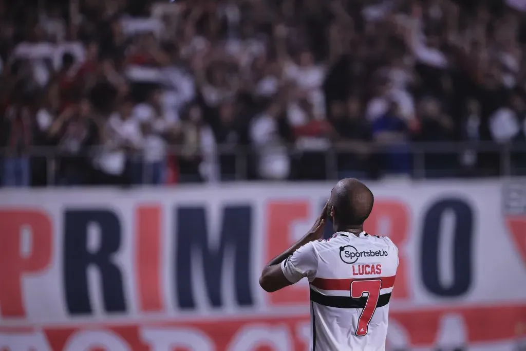 Lucas na partida diante do Corinthians. Foto: Ettore Chiereguini/AGIF