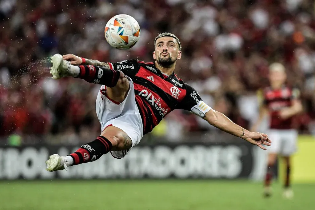Arrascaeta jogador do Flamengo durante partida contra o Palestino no Estádio Maracanã pela Copa Libertadores 2024. Foto: Thiago Ribeiro/AGIF