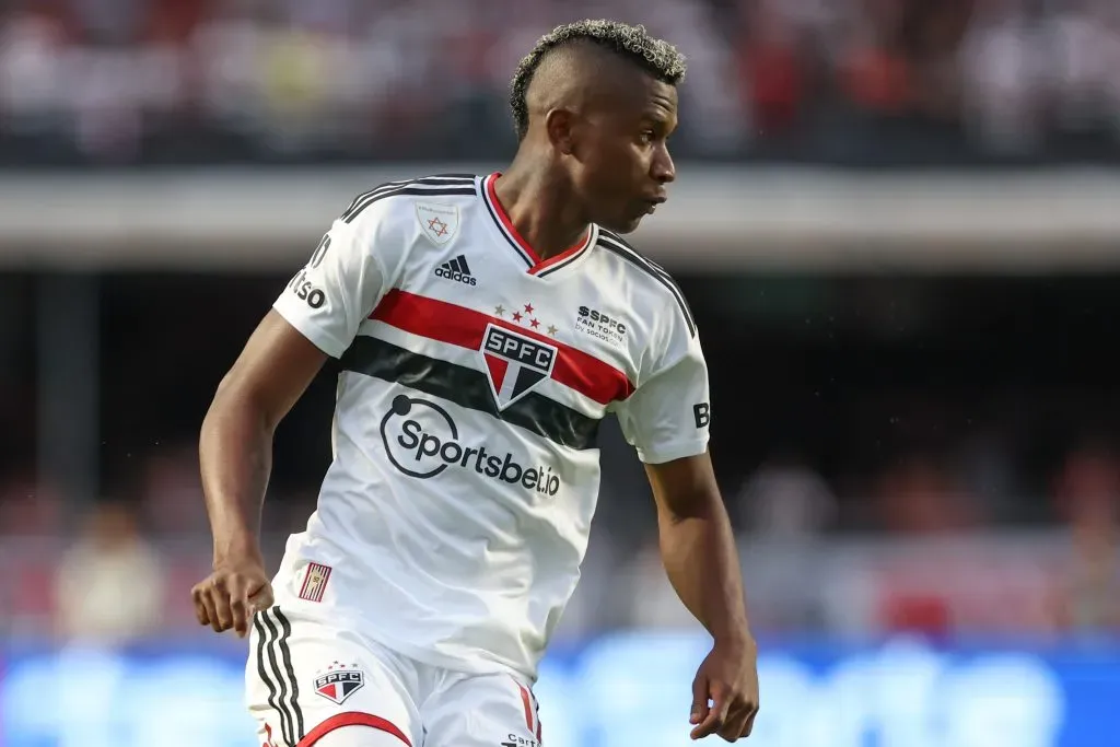 SP – Sao Paulo – 29/01/2023 – PAULISTA 2023, SAO PAULO X CORINTHIANS – Orejuela jogador do Sao Paulo durante partida contra o Corinthians no estadio Morumbi pelo campeonato Paulista 2023. Foto: Marcello Zambrana/AGIF