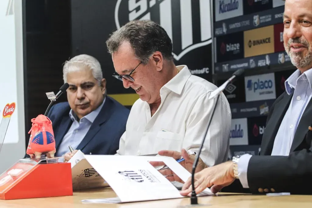 SP – SANTOS – 05/03/2024 – COLETIVA, MARCELO TEIXEIRA – Marcelo Teixeira presidente do Santos durante coletiva de imprensa realizada na Vila Belmiro. Foto: Reinaldo Campos/AGIF