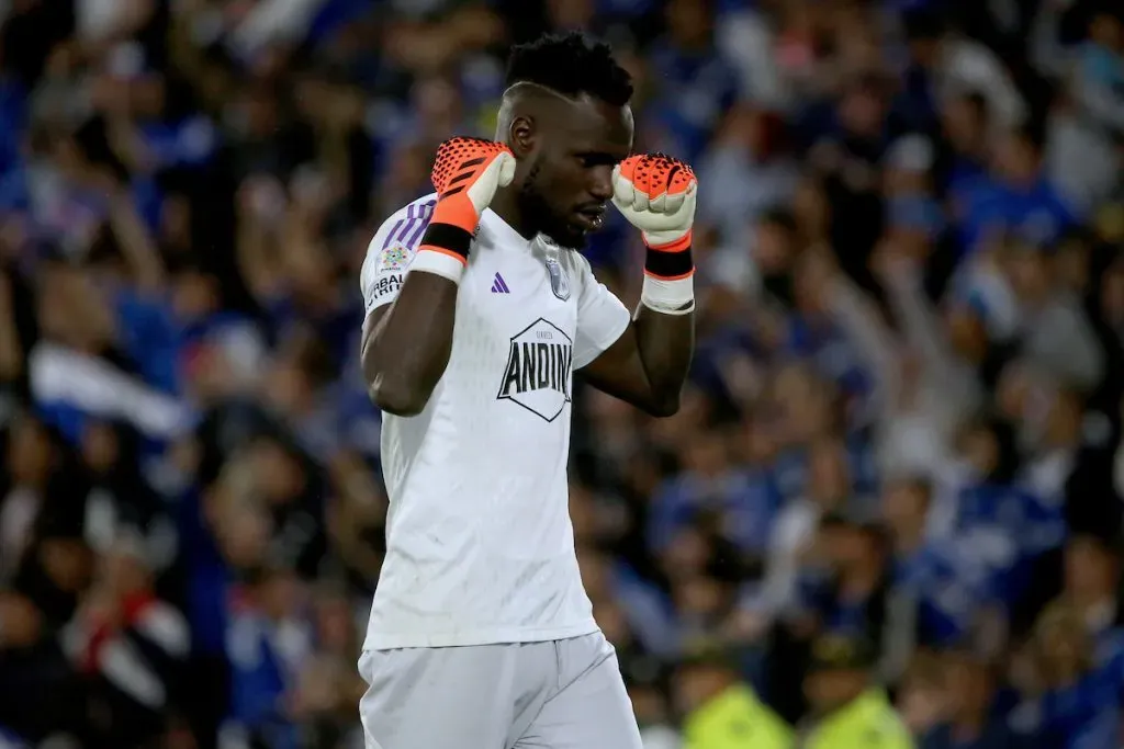 Juan Moreno, arquero de Millonarios durante partido el DIM en cuadrangulares por la Liga BetPlay DIMAYOR I 2023 jugado en el Nemesio Camacho El Campin Foto: VizzorImage / Juan Camilo Urrego.