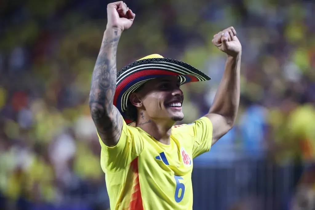 Richard Ríos celebra en la Copa América 2024. (Photo by Jared C. Tilton/Getty Images)