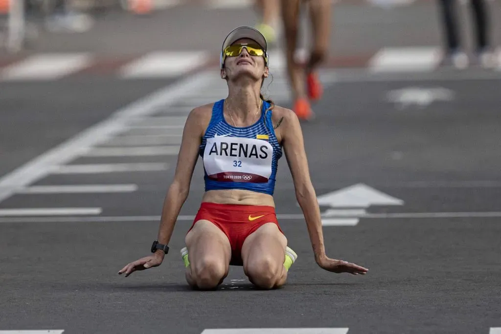 Lorena Arenas tras quedar segunda en la prueba de marcha en Tokio 2020. IMAGO