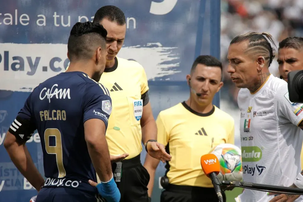 Radamel Falcao de Millonarios y Dayro Moreno del Once Caldas por la fecha 9 de la Liga BetPlay DIMAYOR II 2024. Foto: VizzorImage / Jonh Jairo Bonilla.