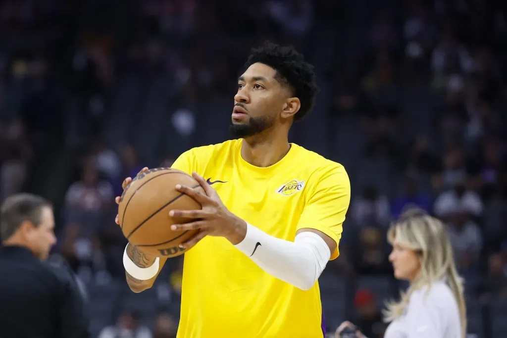 Christian Wood #35 of the Los Angeles Lakers warms up before the game against the Sacramento Kings. Lachlan Cunningham/Getty Images