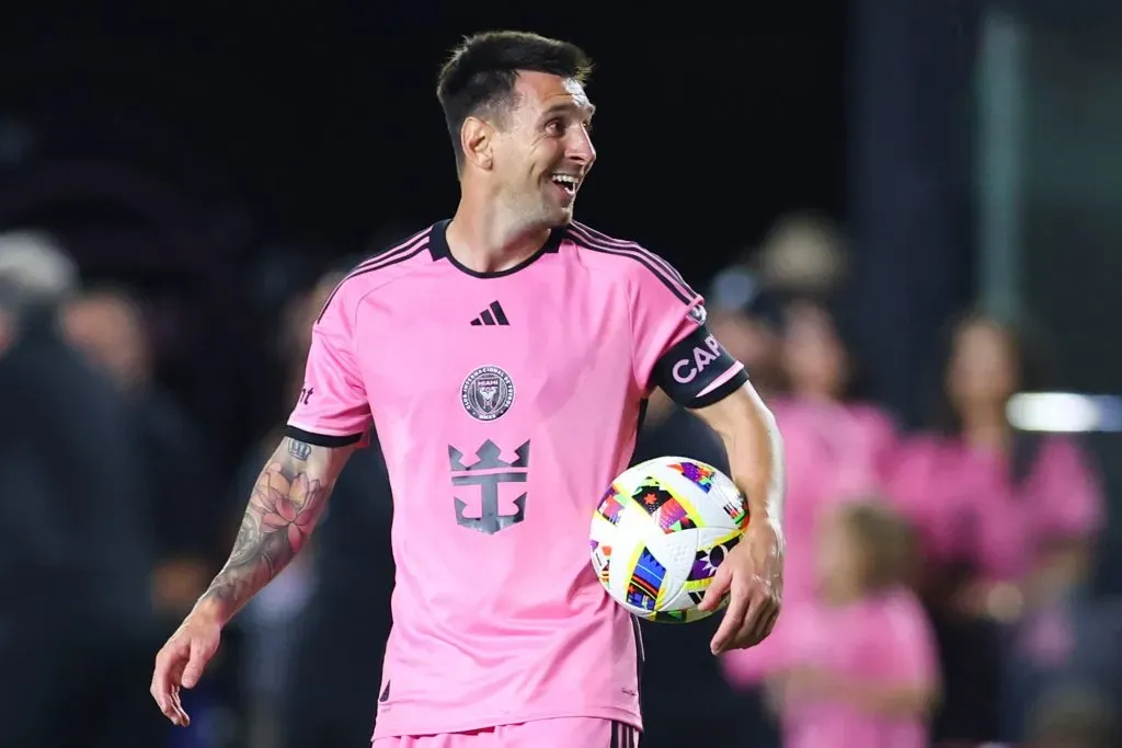 Lionel Messi #10 of Inter Miami reacts during the second half of the game against St. Louis City. Megan Briggs/Getty Images