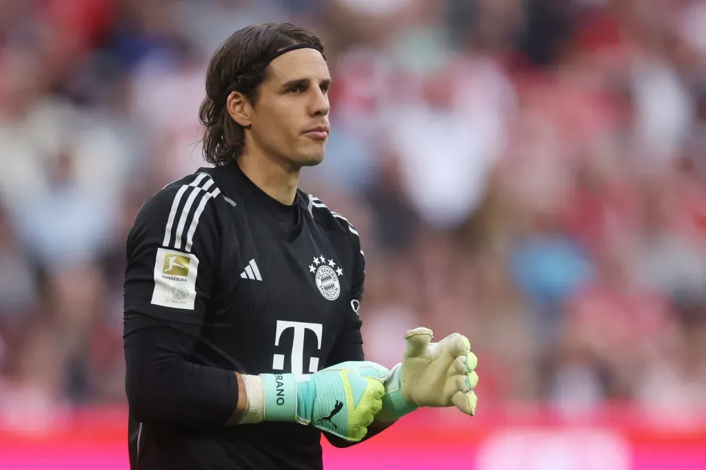 MUNICH, GERMANY – MAY 20: Yann Sommer of FC Bayern Munich reacts during the Bundesliga match between FC Bayern München and RB Leipzig at Allianz Arena on May 20, 2023 in Munich, Germany. (Photo by Alex Grimm/Getty Images)