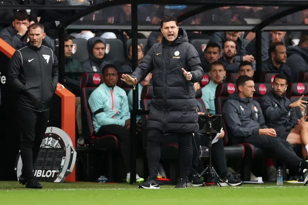 Mauricio Pochettino durante el encuentro de su Chelsea con el Bournemouth de este 17 de septiembre del 2023. Getty Images.