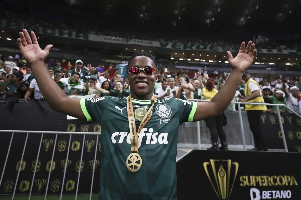Endrick con el Palmeiras ya ganó el Campeonato Paulista, el Brasileirao y la Supercopa de Brasil. Getty Images.