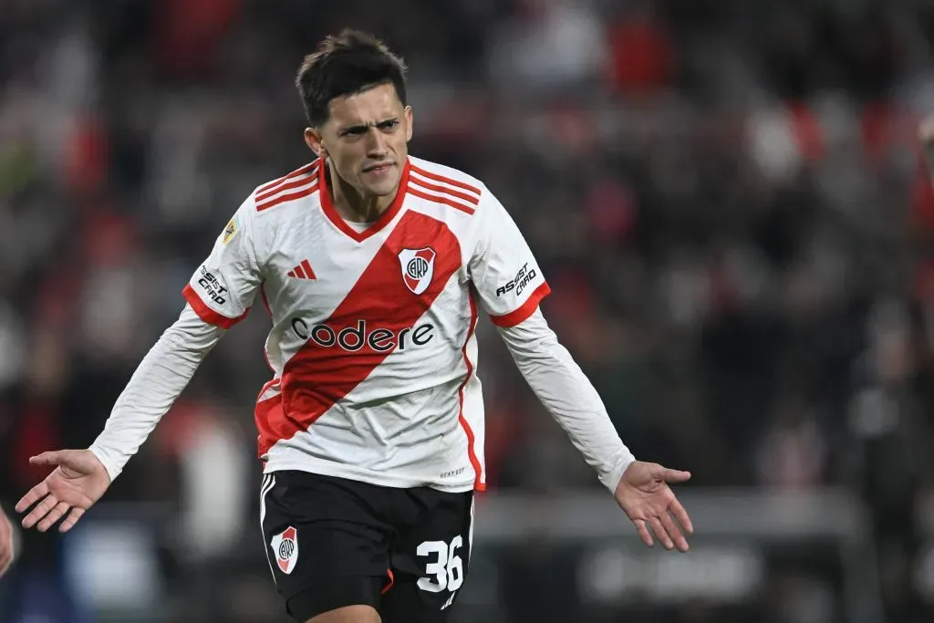 Pablo Solari celebrando su gol con River Plate. (Foto: Imago)