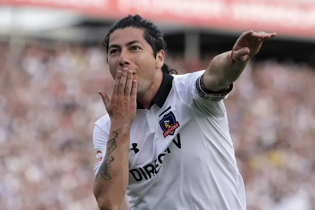 Jaime Valdés y su gesto de indio al anotar con Colo Colo en 2017 | Foto: Photosport