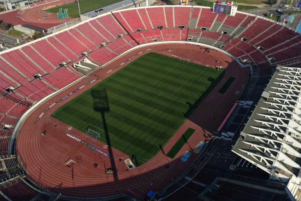 La cancha del Estadio Nacional antes del Superclásico entre Colo Colo y la U.