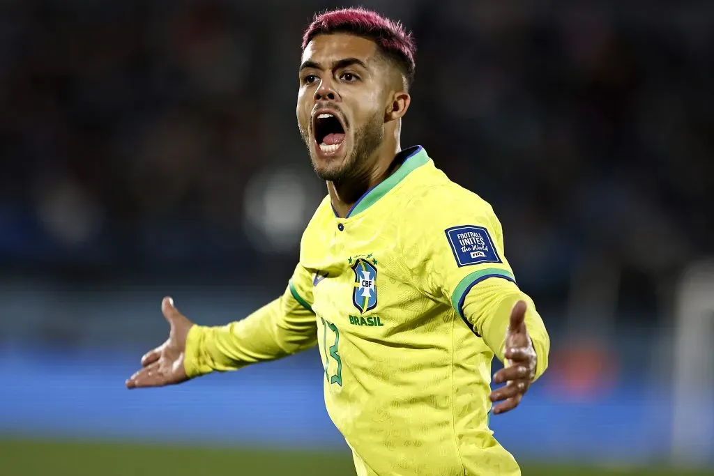MONTEVIDEO, URUGUAY – OCTOBER 17: Yan Couto of Brazil reacts during the FIFA World Cup 2026 Qualifier match between Uruguay and Brazil at Centenario Stadium on October 17, 2023 in Montevideo, Uruguay. (Photo by Ernesto Ryan/Getty Images)