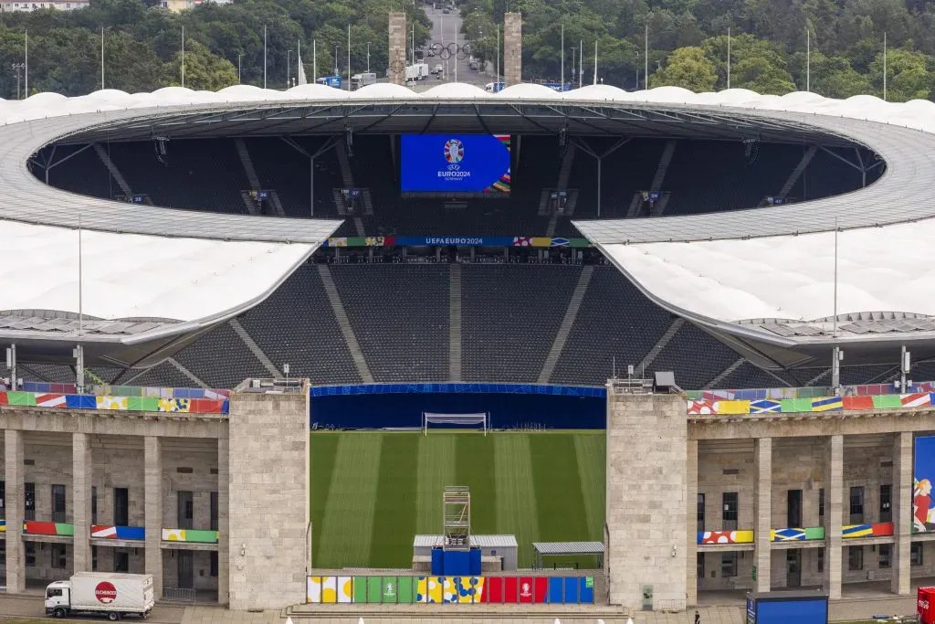 BERLIN, GERMANY – JUNE 07: A general view of the stadium ahead of the UEFA EURO 2024 Germany at Olympiastadion on June 07, 2024 in Berlin, Germany. Germany is hosting the Euro 2024, which will begin on June 14. (Photo by Maja Hitij/Getty Images)