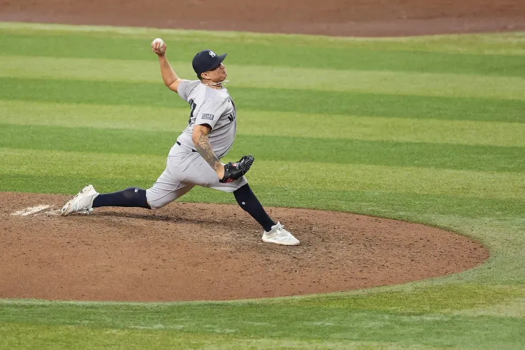 Víctor González hizo su debut con Yankees durante la Serie Inaugural 2024 de visita a los Astros (Getty Images)
