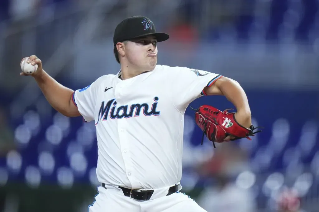 Valente Bellozo 5.2 IP | 5 H | 0 R | 2 BB | 4 K vs Rojos de Cincinnati | Primer triunfo en Grandes Ligas | 7 de agosto 2024, Loan Depot Park (Getty Images