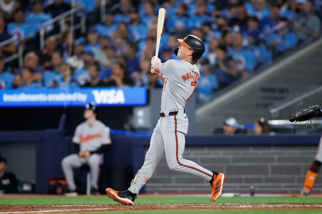 Jackson Holliday ha dado tres de sus cinco cuadrandgulares ante Blue Jays de Toronto (al 10 de agosto 2024) – Getty Images