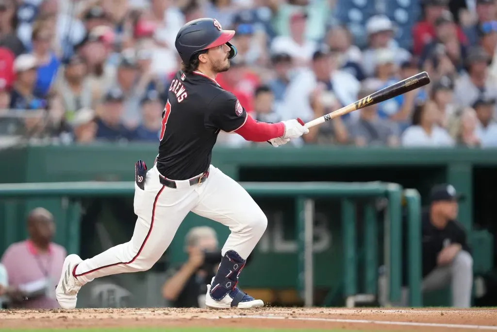 Dylan Crews dio su primer hit en Grandes Ligas ante Gerrit Cole y los Yankees | 27 de agosto 2024, Nationals Park (Getty Images)