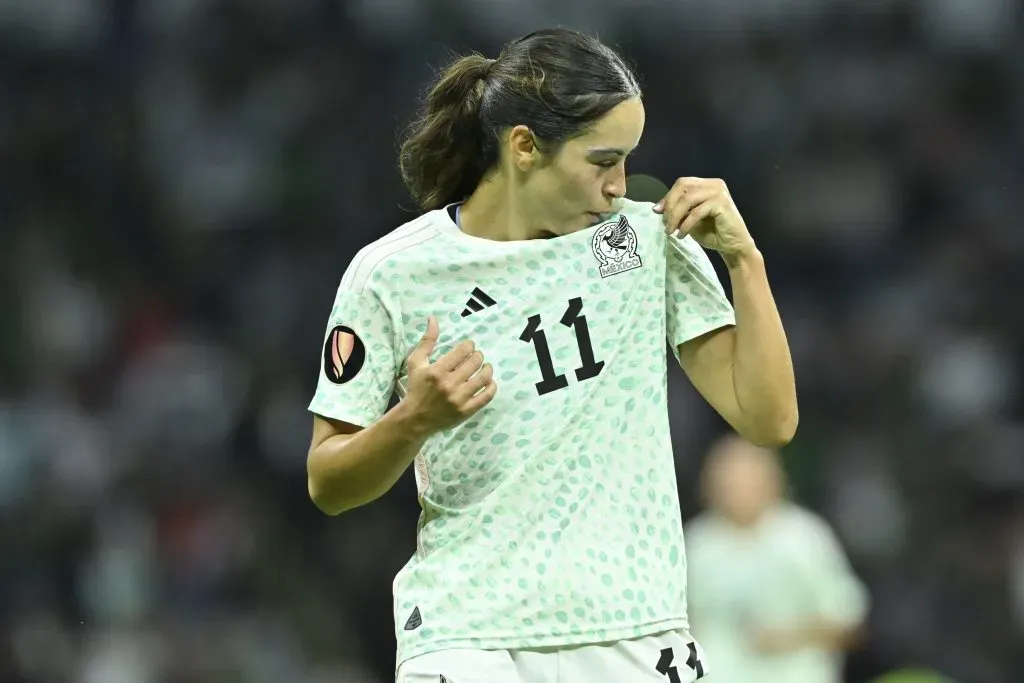 Scarlett Camberos en festejo de gol durante el partido del Clasificatorio para la Copa Oro W 2023. Foto: Imago7