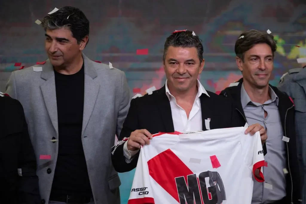 Marcelo Gallardo junto a Biscay y Bujan. (LPM/Diego Haliasz)