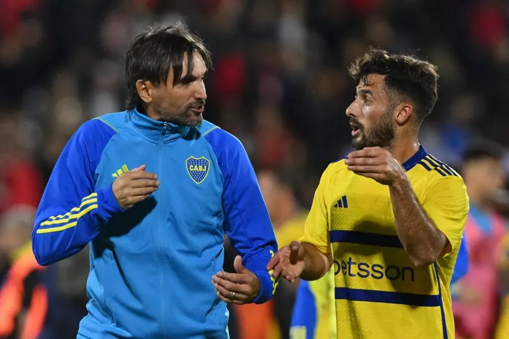 Diego Martínez y Marcelo Saracchi en Boca (Getty Images)