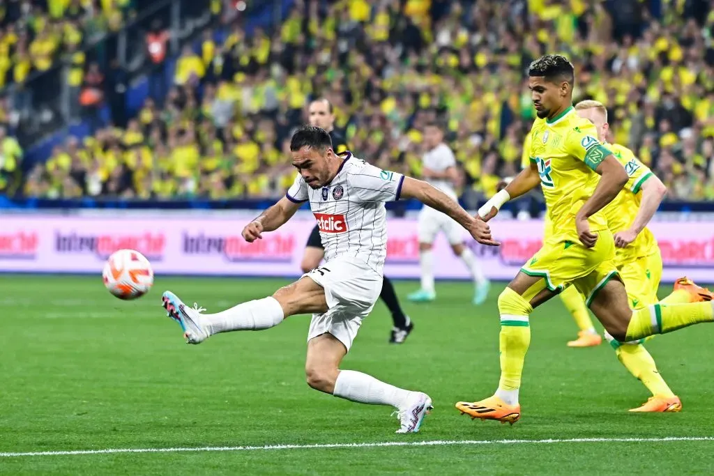 Suazo Gabriel Alonso  15 – Toulouse  – BLAS LUDOVIC  10 – Nantes  – FOOTBALL : Nantes vs Toulouse – Finale Coupe de France – 29/04/2023 FedericoPestellini/Panoramic PUBLICATIONxNOTxINxFRAxITAxBEL