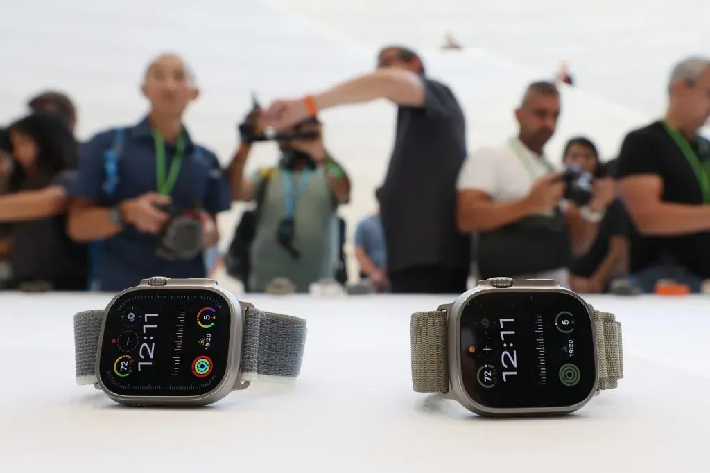 CUPERTINO, CALIFORNIA – SEPTEMBER 12:  The new Apple Watch Ultra 2 is displayed during an Apple event on September 12, 2023 in Cupertino, California. Apple revealed its lineup of the latest iPhone 15 versions as well as other product upgrades during the event. (Photo by Justin Sullivan/Getty Images)