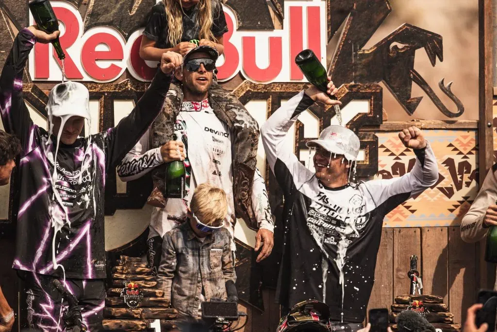 Cam Zink, Tom Van Steenberg y Carson Storch protagonizaron el podio de la versión 2023 de Red Bull Rampage. Foto: Red Bull Content Pool.