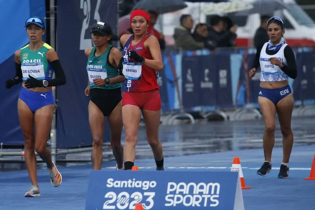 La prueba de marcha atlética femenina debió ser anulada por el error en la medición del circuito. Foto: Photosport / Santiago 2023