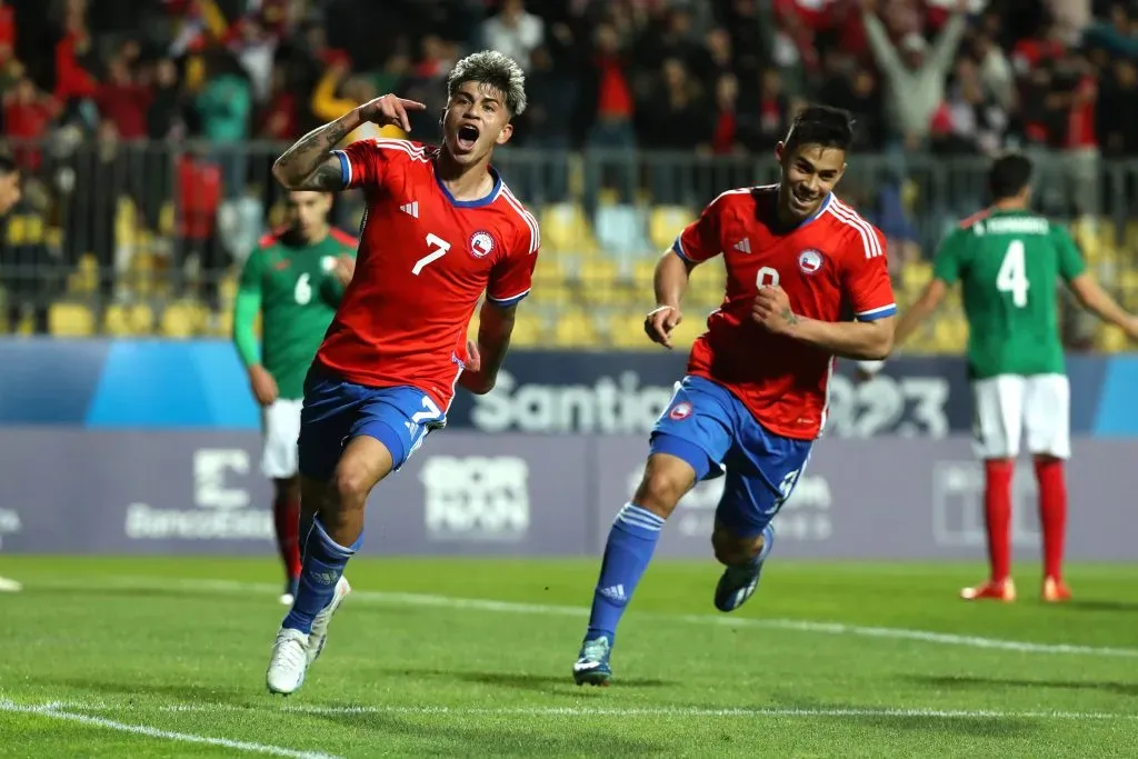 Maxi Guerrero convirtió ante México y Uruguay por la Roja. Foto de Carlos Succo/Santiago 2023 via Photosport.