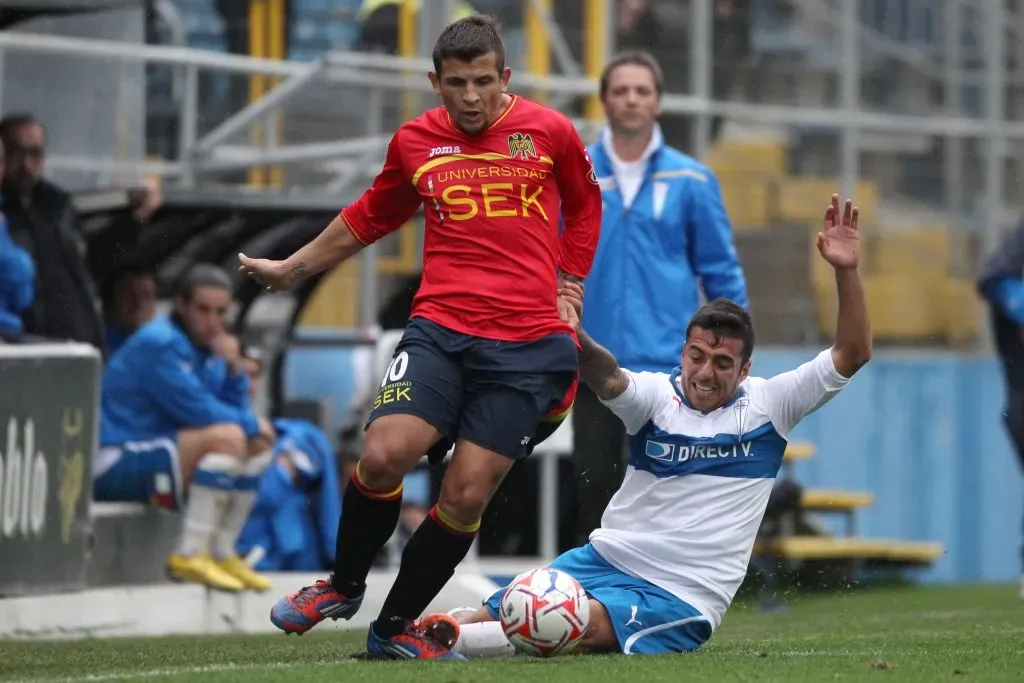 Este día Emiliano Vecchio anotó el gol que eliminó a la UC de play-offs y llevó a la Unión a semifinales. | Foto: Photosport