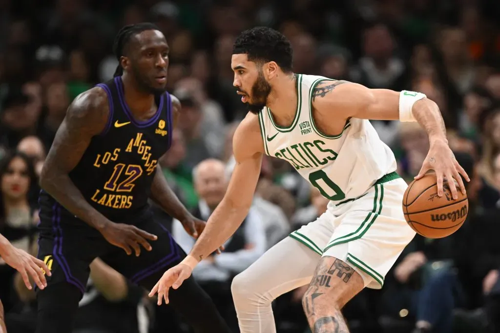 Los Lakers celebraron ante Celtics en su último duelo. Imagen: Getty.