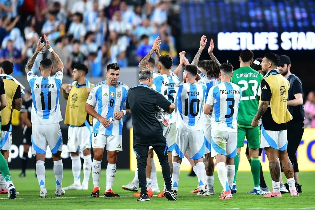 Argentina festejando un triunfo en la Copa América