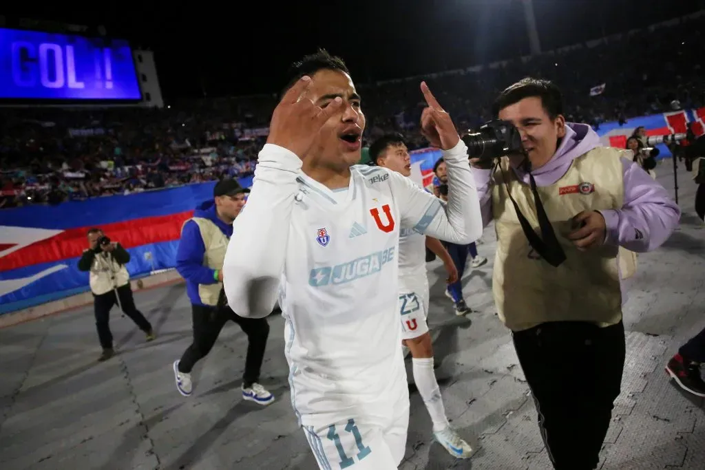 Nicolás Guerra celebrando el último triunfo azul / Photosport
