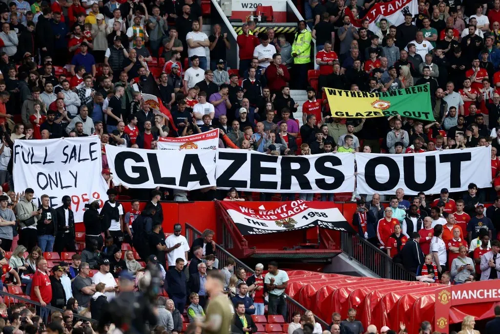 Protesto da torcida do Manchester United contra os donos do clube. (Photo by Naomi Baker/Getty Images)