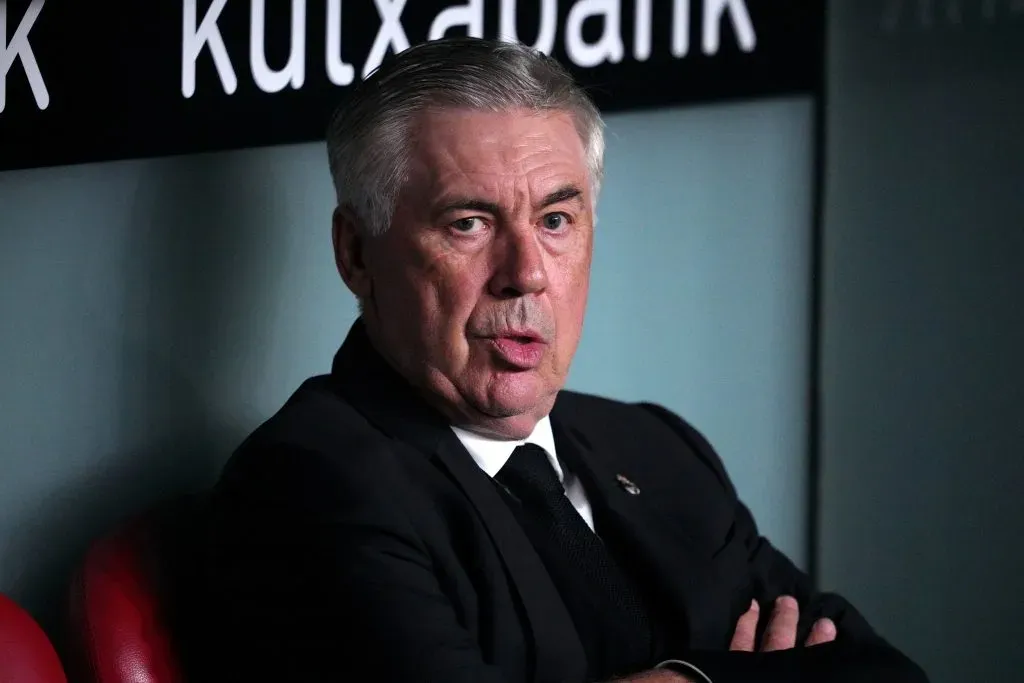 BILBAO, SPAIN – AUGUST 12: Carlo Ancelotti, Head Coach of Real Madrid, looks (Photo by Juan Manuel Serrano Arce/Getty Images)