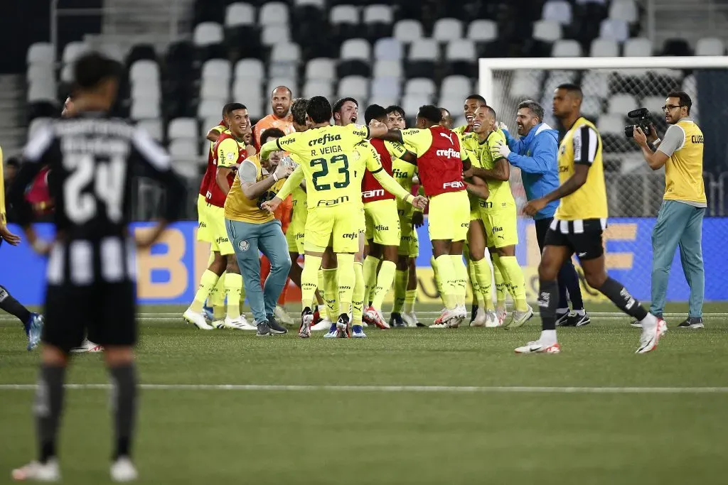 Time do Palmeiras comemora gol contra o Botafogo. (Photo by Wagner Meier/Getty Images)