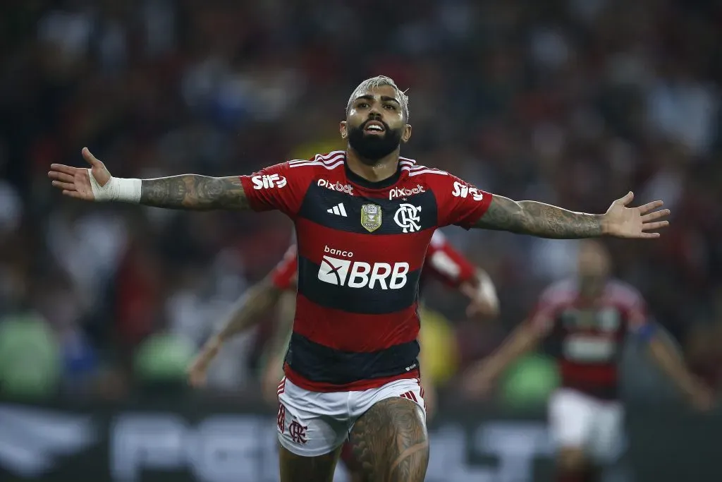 Gabigol comemora gol na Copa do Brasil. (Photo by Wagner Meier/Getty Images)